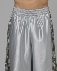Loiter Impact Satin Shorts Grey Distressed Camo