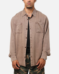 XXIII Acid Wash Button Up Over Shirt Washed Brown