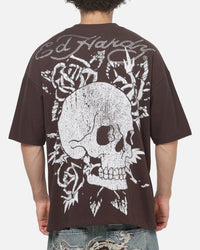 Ed Hardy Cyber Skull T-Shirt Chocolate