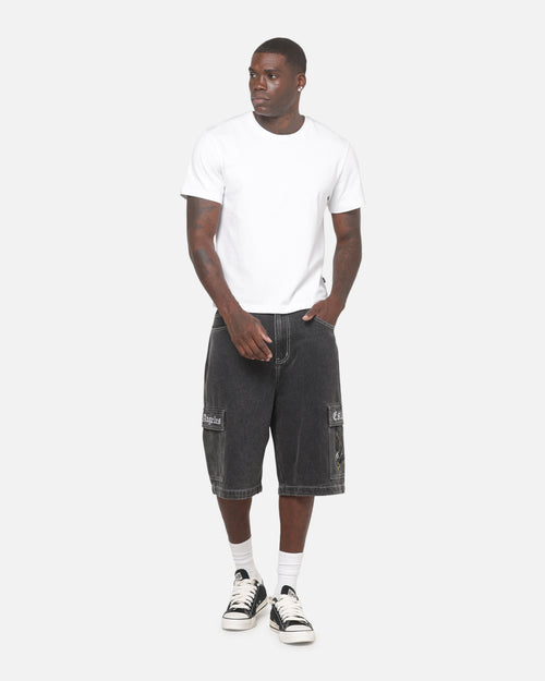 X-Large Eagle Baggy Cargo Denim Shorts Washed Black