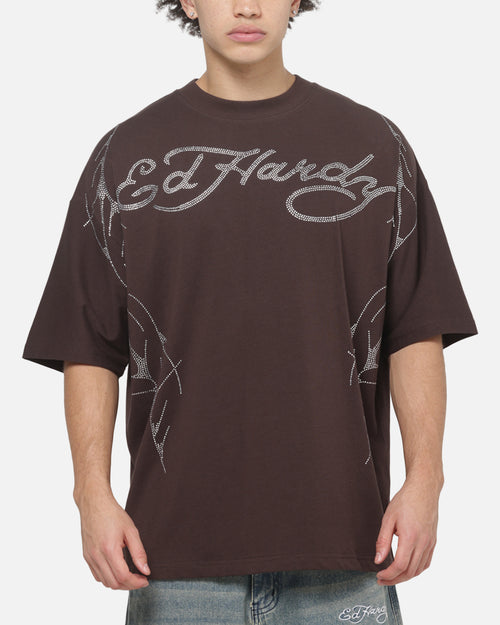 Ed Hardy Cyber Skull T-Shirt Chocolate