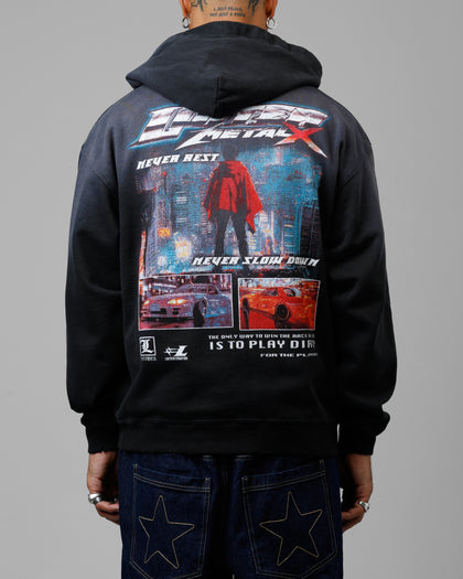 Loiter Speed Vintage Zip Up Hoodie Washed Black
