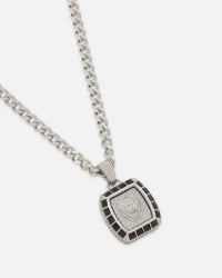 Guess Mainline 21" Lion 16mm Charm Necklace Silver