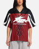 Loiter Vegan Leather Football Top Red/Black