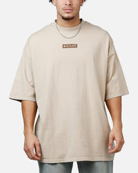 Saint Morta Pray For Me Mock Neck T-Shirt Stone