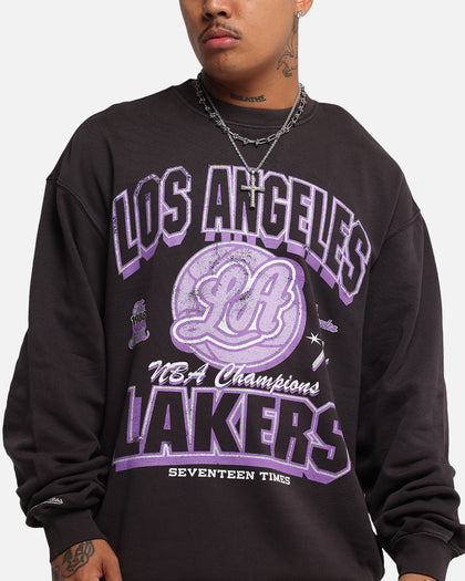 Mitchell & Ness Women's Los Angeles Lakers Arch Logo Crewneck Overdyed Black