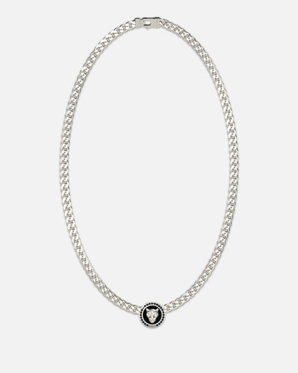 Guess Mainline Panther 21" Crystal Silver Necklace Silver