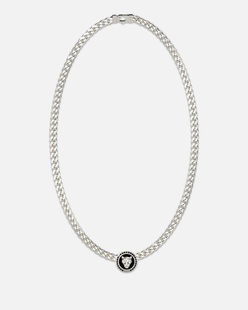 Guess Mainline Panther 21" Crystal Silver Necklace Silver