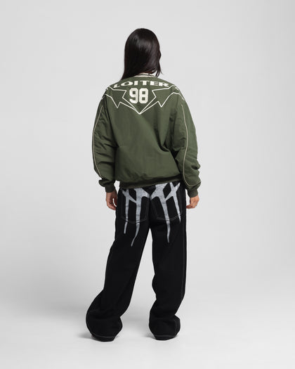Loiter Racer Nylon Jersey Crewneck Dark Green