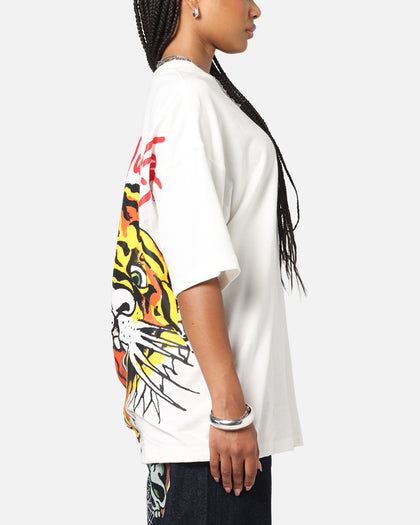 Ed Hardy Tiger Oversized Print T-Shirt Off White