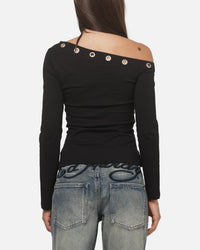 Ed Hardy Women's Eyelet 3/4 Sleeve T-Shirt Black