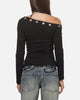 Ed Hardy Women's Eyelet 3/4 Sleeve T-Shirt Black