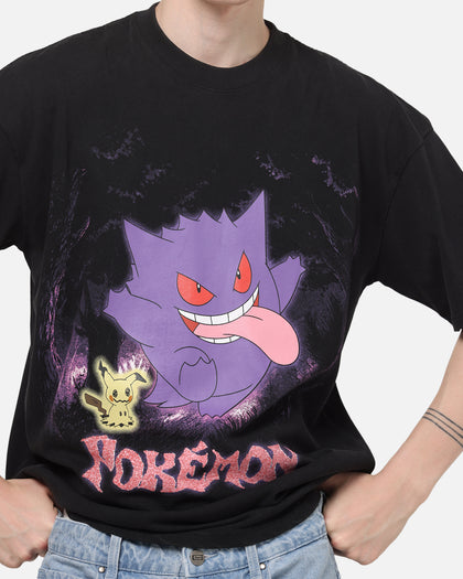 The Pokémon Collection By 73Studio Gengar Mimikyu T-Shirt Black Acidwash