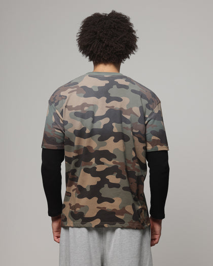 American Thrift Layered T-Shirt Woodland Camo