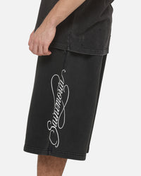 Saint Morta Scripted Baggy Shorts Washed Black