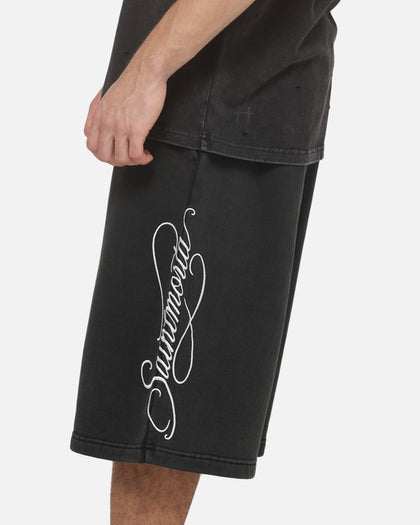 Saint Morta Scripted Baggy Shorts Washed Black