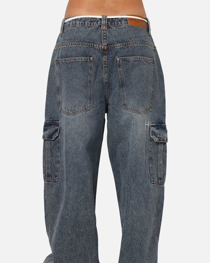 Saint Morta Gothic Denim Cargo Pants Dirty Denim