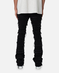 MNML X597 Distressed Skinny Flare Denim Jeans Black