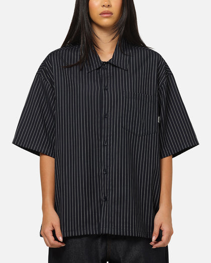 Carre Grid Button Up Shirt Navy Pinstripe