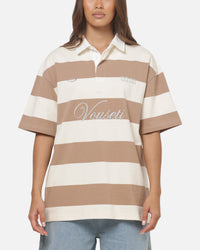 Vouseti Post Game Polo Shirt Latte White Stripe