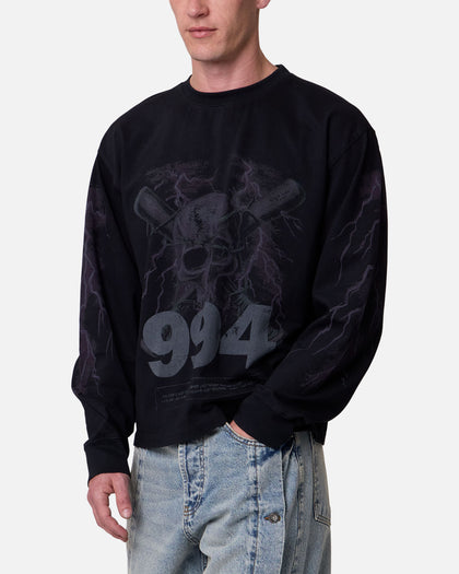 MNML Crossbone Gemmed Long Sleeve T-Shirt Washed Black