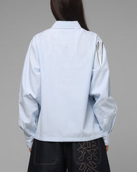 Loiter x Yu-Gi-Oh! Blue Eyes Button Up Shirt Blue Stripe