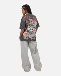 Ed Hardy Floral Skull T-Shirt Charcoal