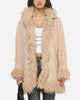 Ed Hardy Women's Fur Longline Coat Camel