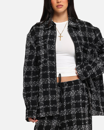XXIII Boucle Tweed Zip Jacket Black/White
