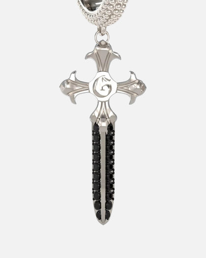 Guess Mainline Rebel Knight Dagger Crystal Earring Silver