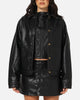 Ed Hardy Women's Vegan Leather Bomber Jacket Black