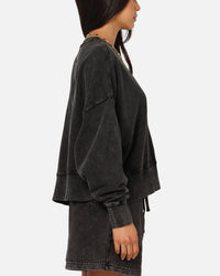 Pro Standard Women's Los Angeles Dodgers Washed Crystaline Crewneck Washed Black