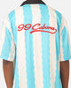 99 Cabana Bowling Short Sleeve Button Up Shirt Light Blue/Off White