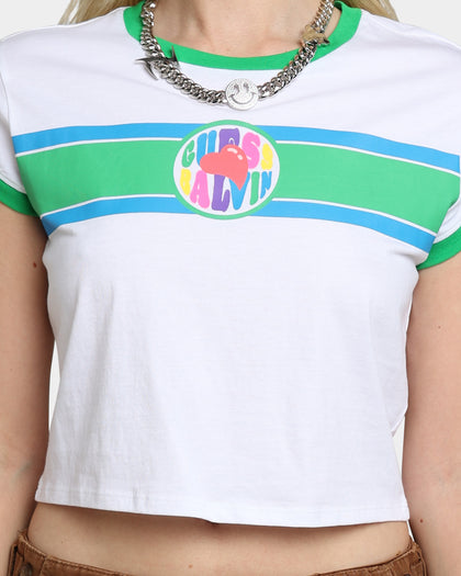 GUESS Originals Women's GUESS Originals X J Balvin Cropped Ringer T-Shirt Pure White Multi