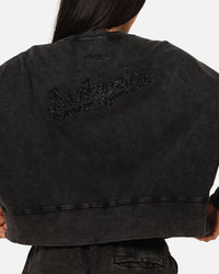 Pro Standard Women's Los Angeles Dodgers Washed Crystaline Crewneck Washed Black