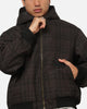 Carre Sherpa Lined Zip Hoodie Black Plaid