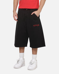 Ed Hardy Dragon Dagger Jorts Washed Black