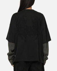 Saint Morta Crested Wing Long Sleeve Layered T-Shirt Vintage Black