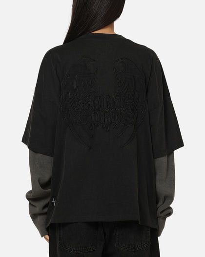 Saint Morta Crested Wing Long Sleeve Layered T-Shirt Vintage Black