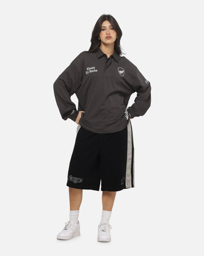 Mitchell & Ness All Blacks Rugby Long Sleeve Polo Shirt Washed Black