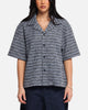 XXIII Boucle Tweed Crop Button Up Shirt Black/White/Blue