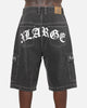 X-Large Eagle Baggy Cargo Denim Shorts Washed Black