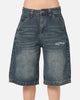Ed Hardy Brave Hearts Jorts Washed Indigo