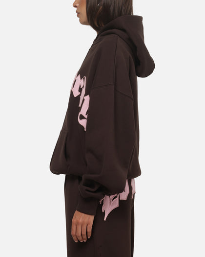 Ed Hardy Women's Distressed Hoodie Brown