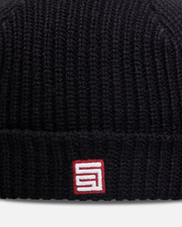 S Double Red Cube Low Beanie Black