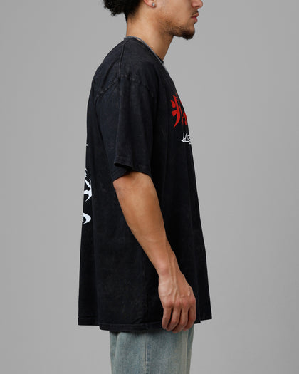Loiter Pain Vintage T-Shirt Black Acidwash