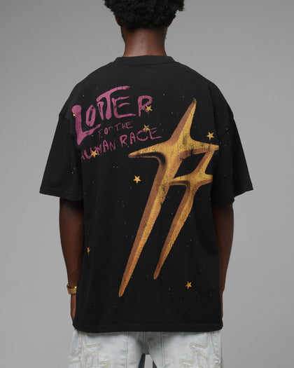 Loiter Melancholy T-Shirt Black Acidwash