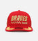 New Era Atlanta Braves 'Podium Collection' Pre-Curved Golfer Trucker Snapback Scarlet/Metallic Gold