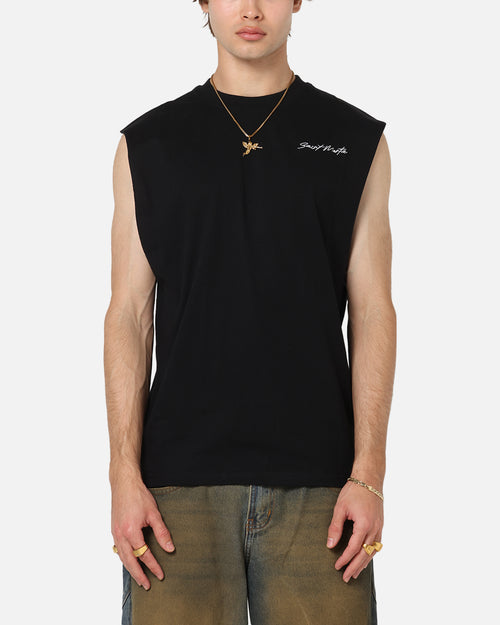 Saint Morta Scription Oversized Muscle T-Shirt Black