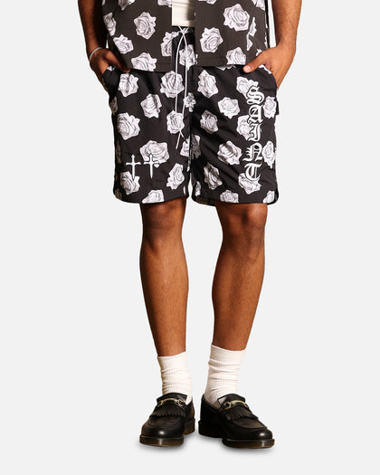 Saint Morta Vintage Rose Beach Shorts Black